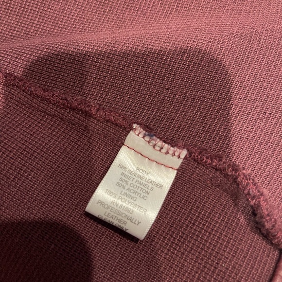 Denim & Co Merlot, Burgandy genuine leather button Jean Jacket gorgeous!Medium - Picture 5 of 11